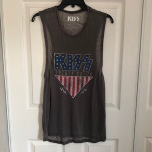 KISS Spirit of '76 Gray Muscle Sleeveless Shirt Red, White and Blue Large